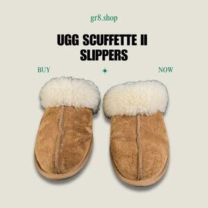 UGG Scuffette Ii Cozy Sheepskin Suede Home Slippers Chestnut Brown Womens